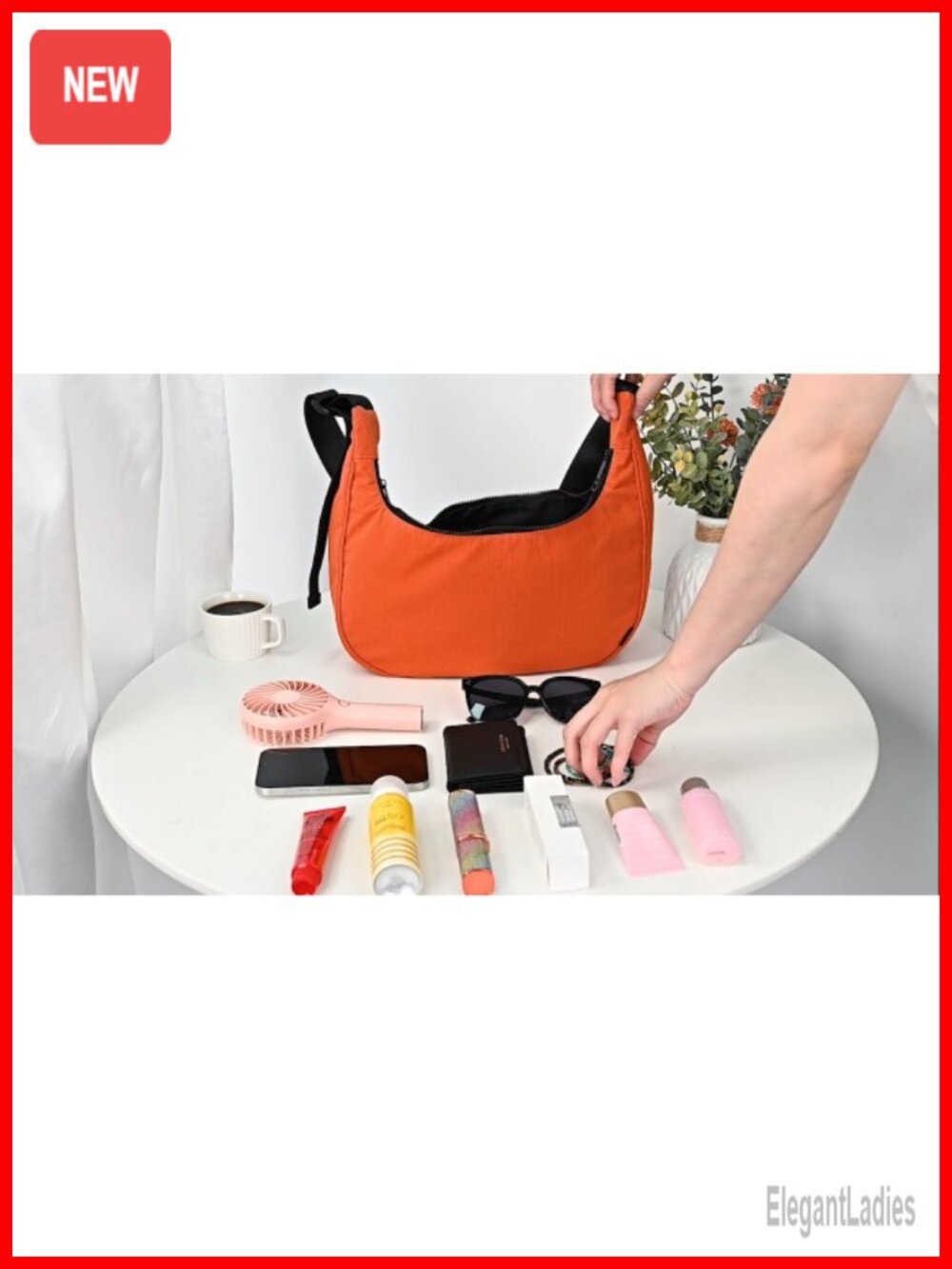 Medium Nylon Crossbody Crescent Hobo Bag with Adjustable Strap & Inner Pockets - Picture 6 of 6